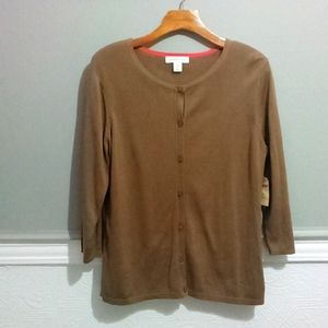 Silk Cotton cardigan, brand new with tag, never worn, medium, 10-12, brown